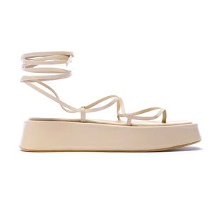 NWT Zara Tied Leather Platform Sandals